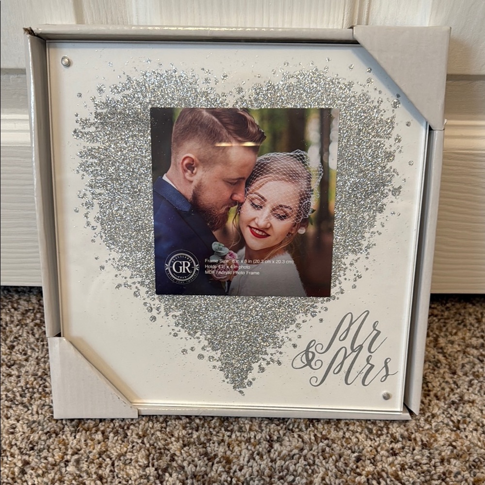 Silver Glitter Heart Photo Frame